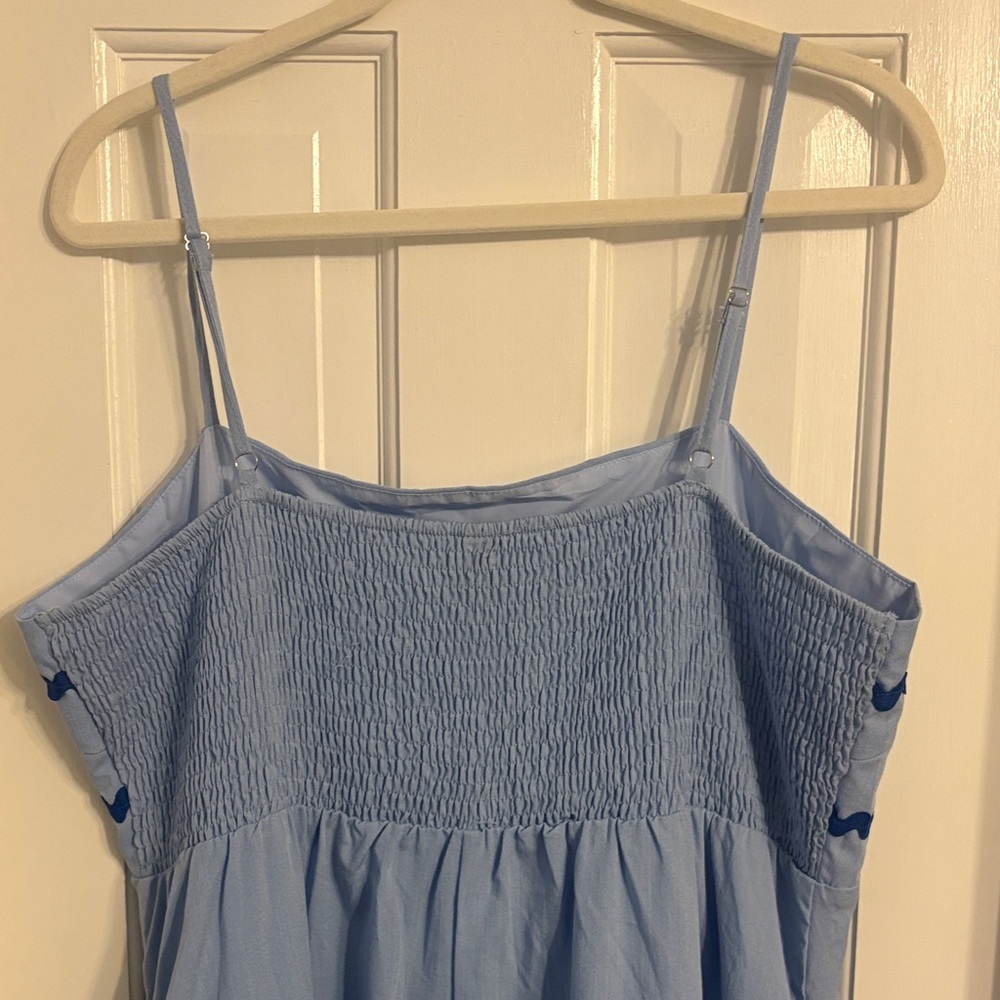 Light Blue Maxi Sundress with Navy Trim - Picture 7 of 14